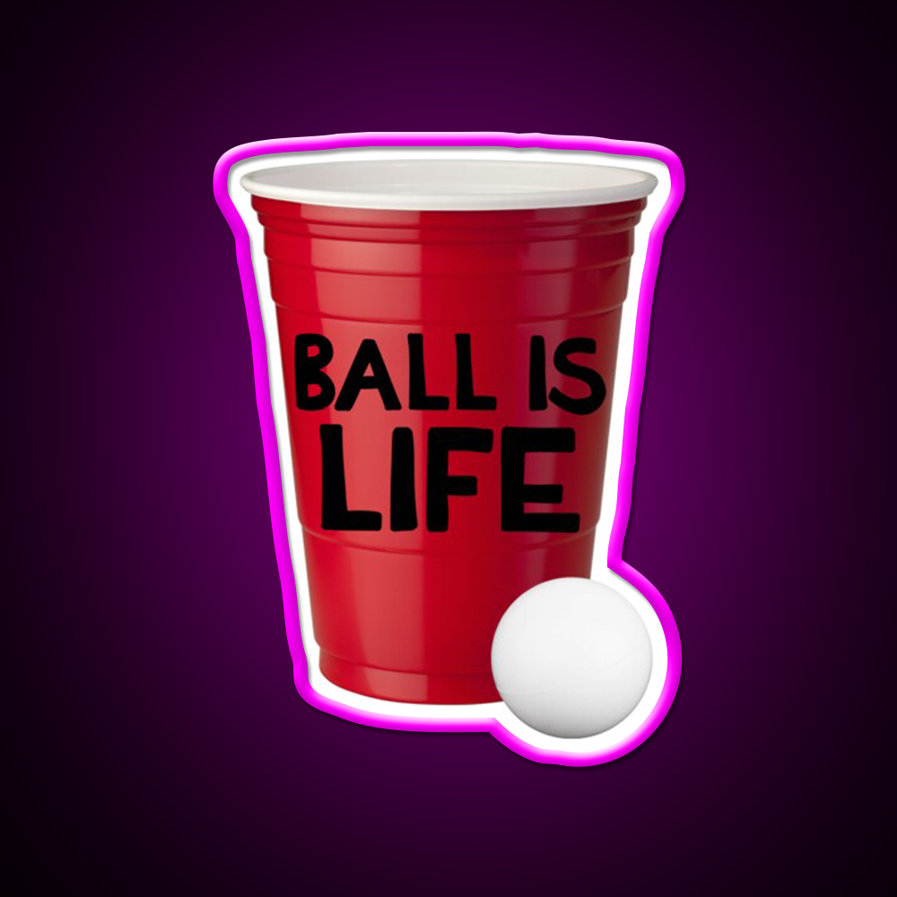 Beer Pong Ball Is Life Beer Bar Decor Led Neon Sign Rgb Color - Neon sign mounted on wall in room