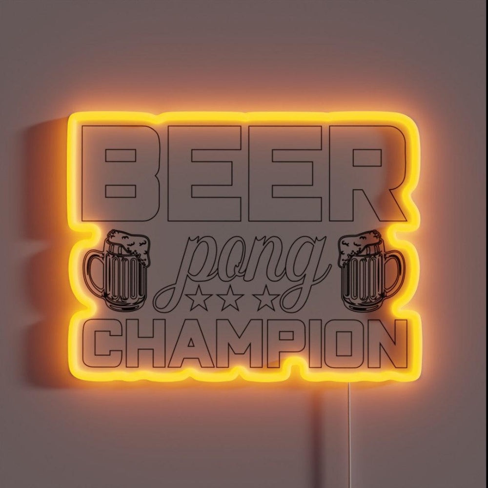 Beer Pong Champion Drinking Game Master Rgb Led Neon Sign - Custom LED neon sign front view