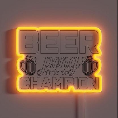 Beer Pong Champion Drinking Game Master Rgb Led Neon Sign - Custom LED neon sign front view