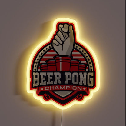 Beer Pong Champion Rgb Led Neon Sign - Custom LED neon sign front view