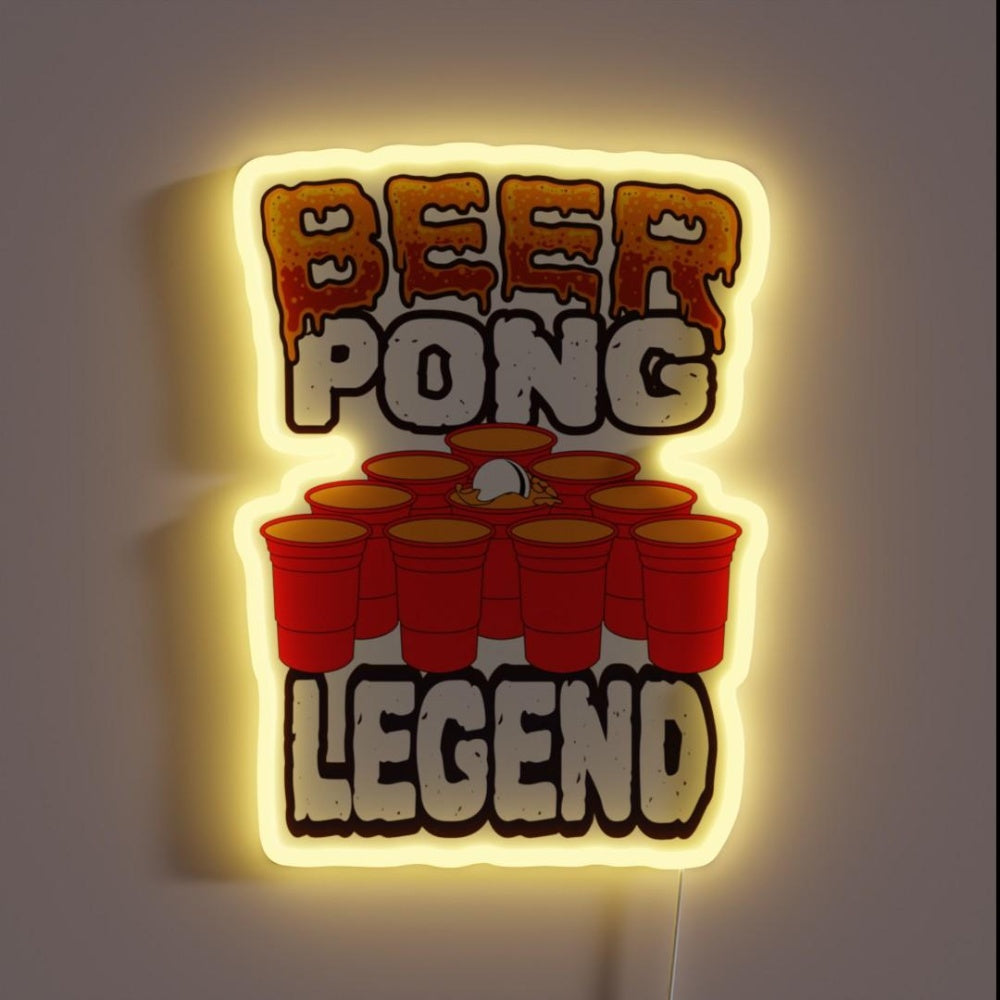 Beer Pong Legend Rgb Led Neon Sign - Custom LED neon sign front view