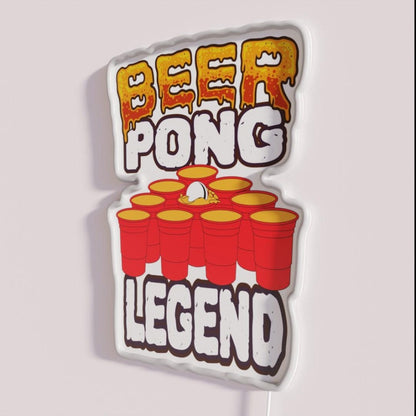 Beer Pong Legend Rgb Led Neon Sign - Neon sign mounted on wall in room