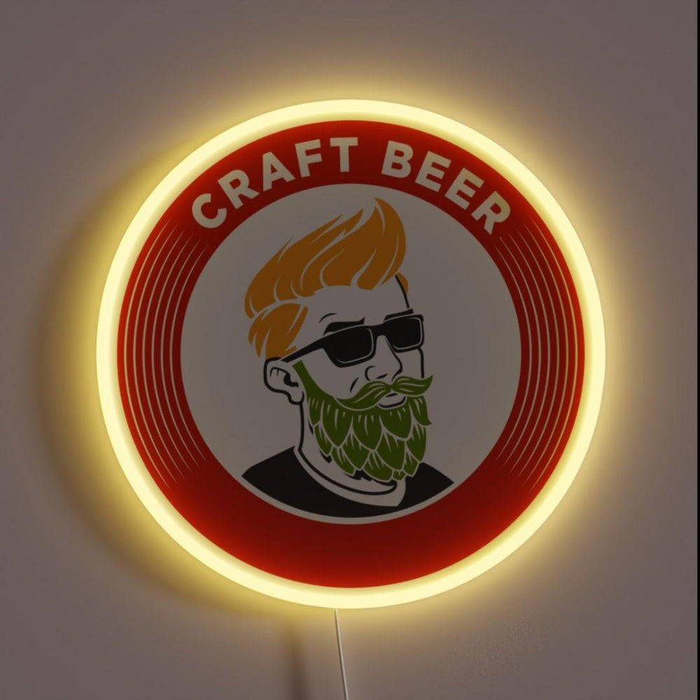 Beer Real Ale Hipster Beard Rgb Led Neon Sign - Custom LED neon sign front view
