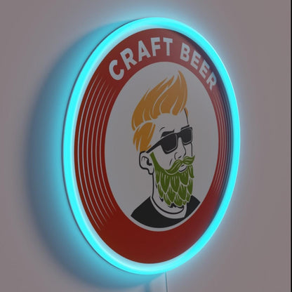 Beer Real Ale Hipster Beard Rgb Led Neon Sign - LED neon sign close-up detail