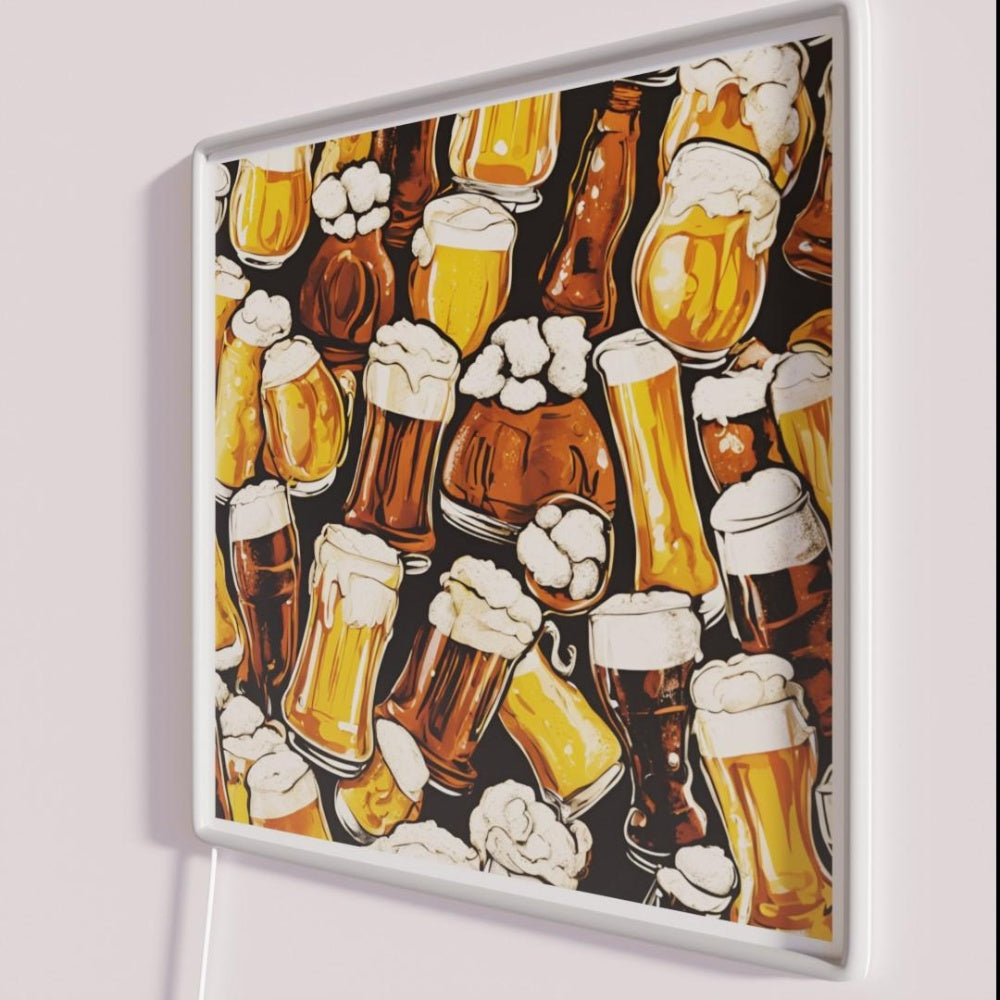Beer Rgb Led Neon Sign Bar Pop Art Neon Sign - Neon sign mounted on wall in room