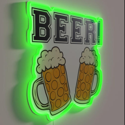 Beer Rgb Led Neon Sign Bar Uv Printed Decor