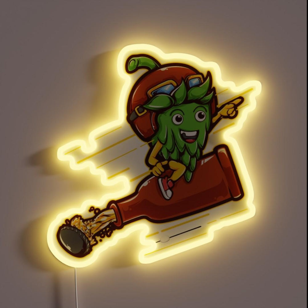 Beer Rocket With Hop Pilot Rgb Led Neon Sign - Custom LED neon sign front view