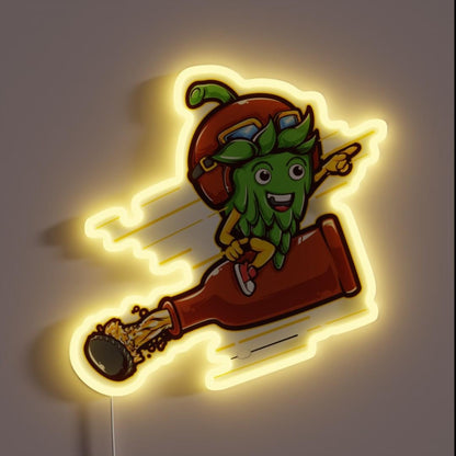 Beer Rocket With Hop Pilot Rgb Led Neon Sign - Custom LED neon sign front view