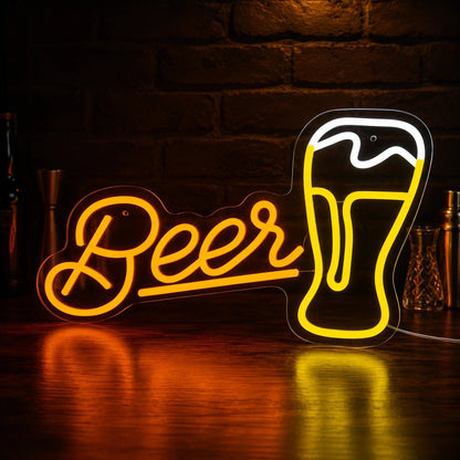 Beer Script Pint Glass LED Neon Sign - Shineneon