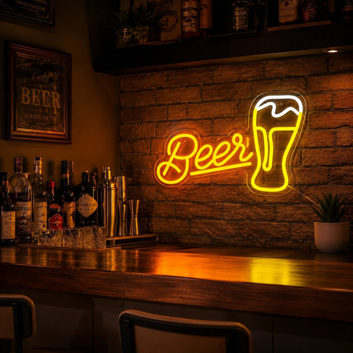 Beer Script Pint Glass LED Neon Sign - Shineneon