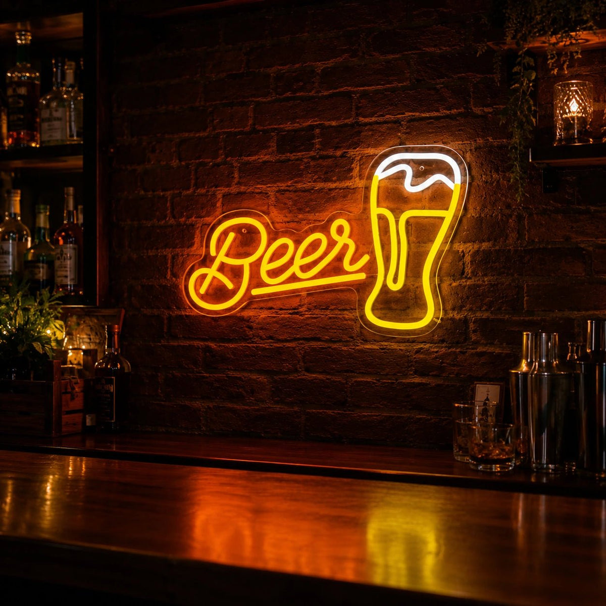 Beer Script Pint Glass LED Neon Sign - Shineneon