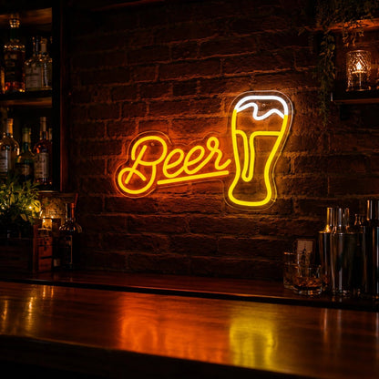 Beer Script Pint Glass LED Neon Sign - Shineneon