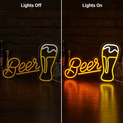 Beer Script Pint Glass LED Neon Sign - Shineneon
