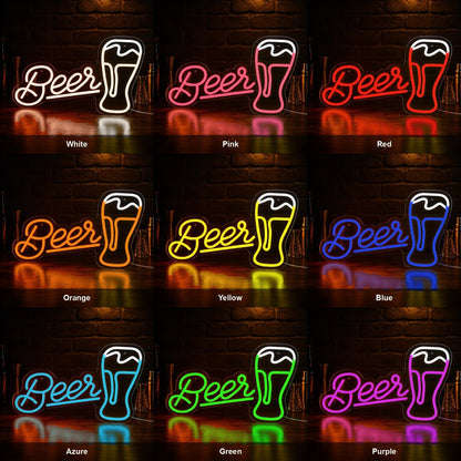 Beer Script Pint Glass LED Neon Sign - Shineneon