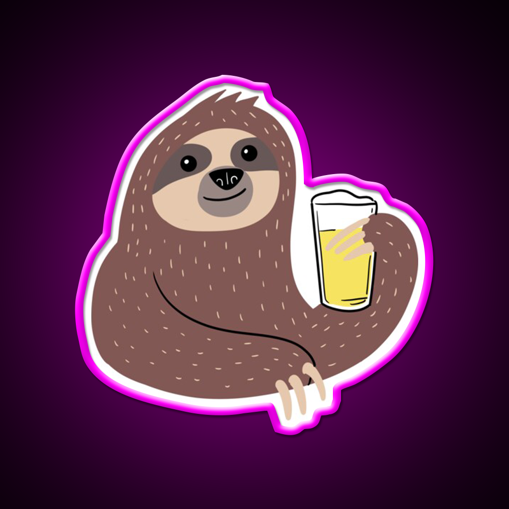 Beer Sloth Beer Bar Decor Led Neon Sign Rgb Color - Neon sign mounted on wall in room
