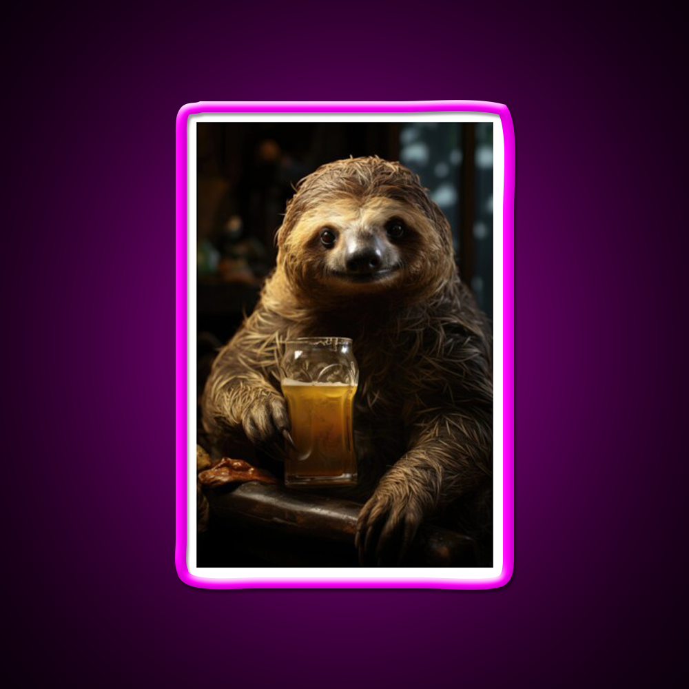 Beer Sloth Pub And Ale Man Cave Bar Led Neon Sign Rgb Color