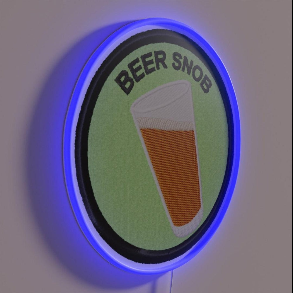 Beer Snob Geek Merit Badge Rgb Led Neon Sign - LED neon sign close-up detail