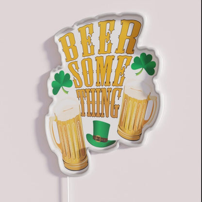 Beer Something Rgb Led Neon Sign - Neon sign mounted on wall in room