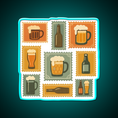Beer Stamps Beer Bar Decor Led Neon Sign Rgb Color - Size and dimension reference