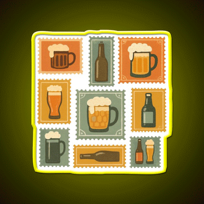 Beer Stamps Beer Bar Decor Led Neon Sign Rgb Color - Custom LED neon sign front view