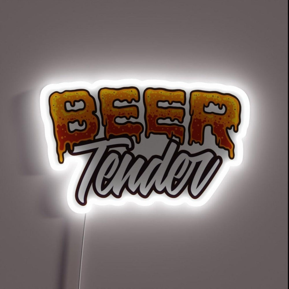 Beer Tender Typography Funny Bartender Rgb Led Neon Sign - Custom LED neon sign front view