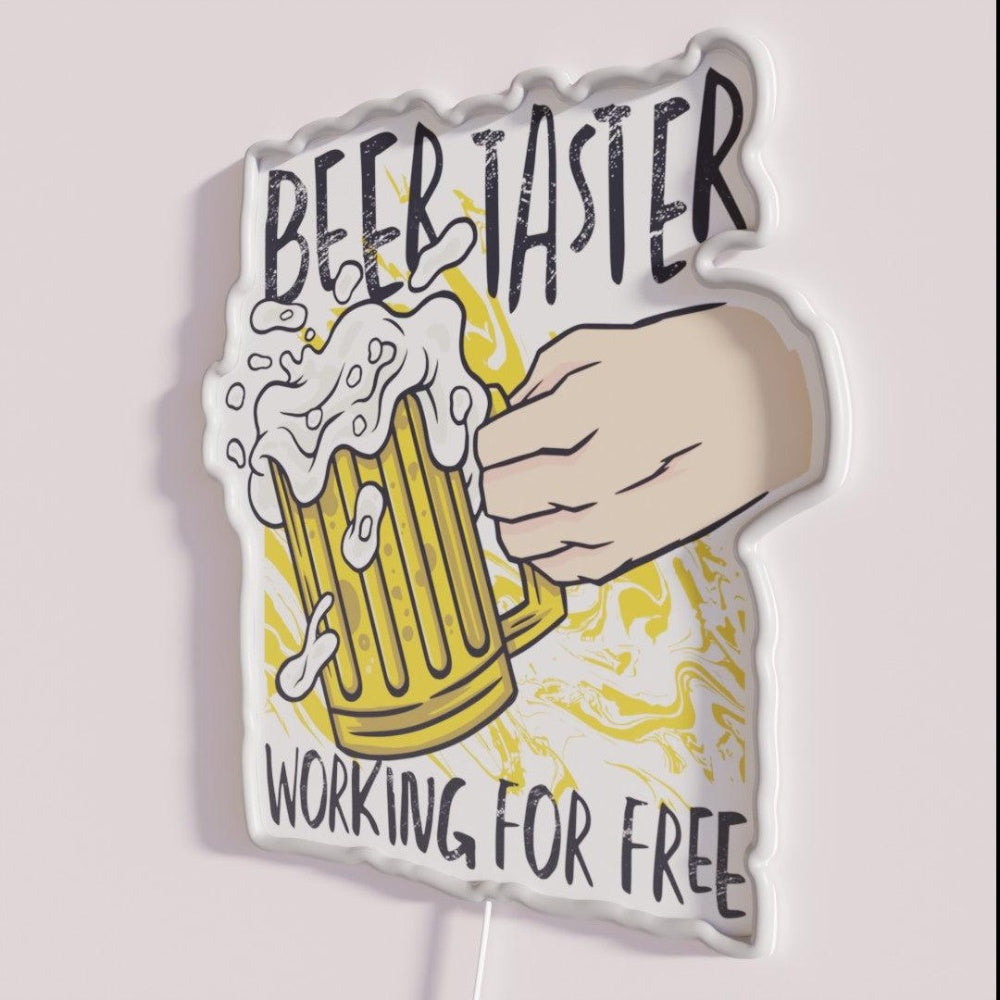 Beer Tester Drinking Beer Rgb Led Neon Sign - Neon sign mounted on wall in room
