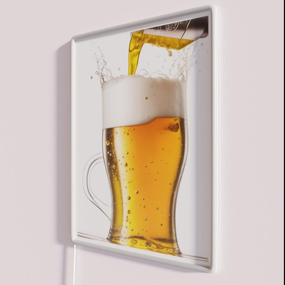 Beer The Golden Nectar Of The Gods Rgb Led Neon Sign - Neon sign mounted on wall in room