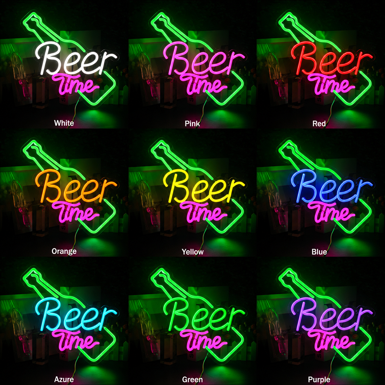 Beer Times Word Wall Light LED Neon Sign - 05 Color Grid