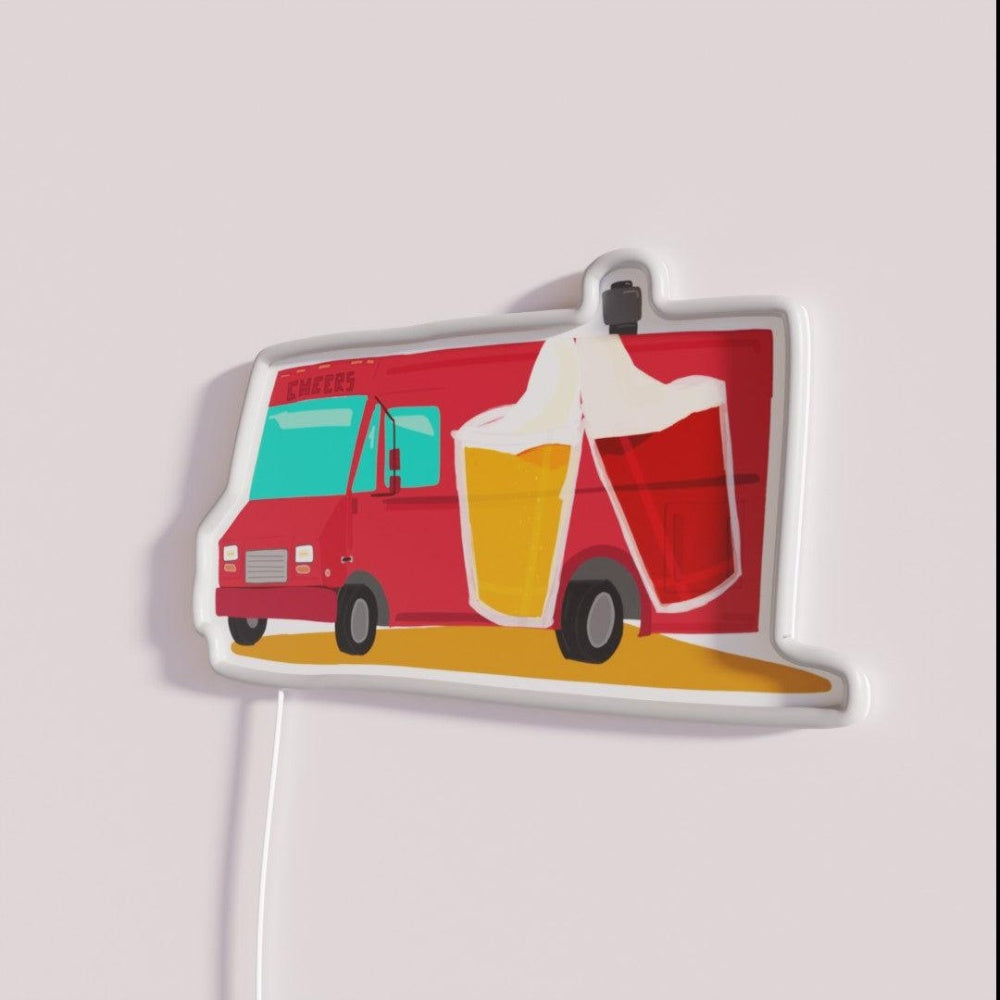 Beer Truck Rgb Led Neon Sign - Neon sign mounted on wall in room
