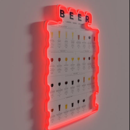 Beer Types Chart Lagers Rgb Led Neon Sign - LED neon sign close-up detail