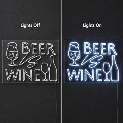 Beer Vs Wine LED Neon Sign - 06 Day Night Comparison