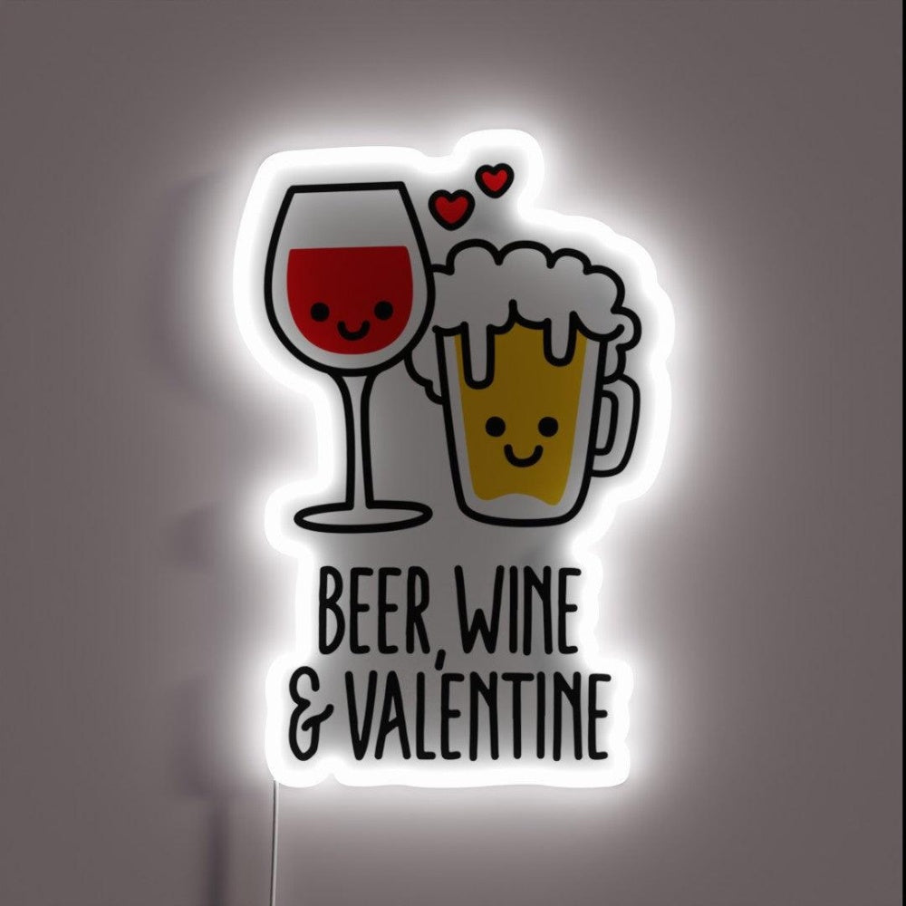 Beer Wine Valentine Funny Valentines Day Rgb Led Neon Sign - Custom LED neon sign front view