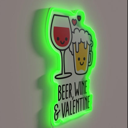 Beer Wine Valentine Funny Valentines Day Rgb Led Neon Sign - LED neon sign close-up detail