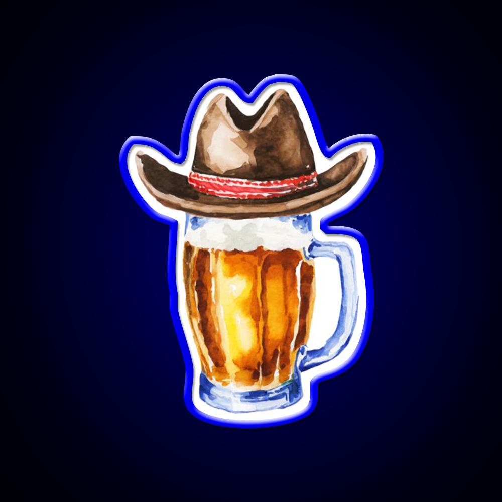 Beer With Cowboy Hat Beer Bar Decor Led Neon Sign Rgb Color - LED neon sign view 5