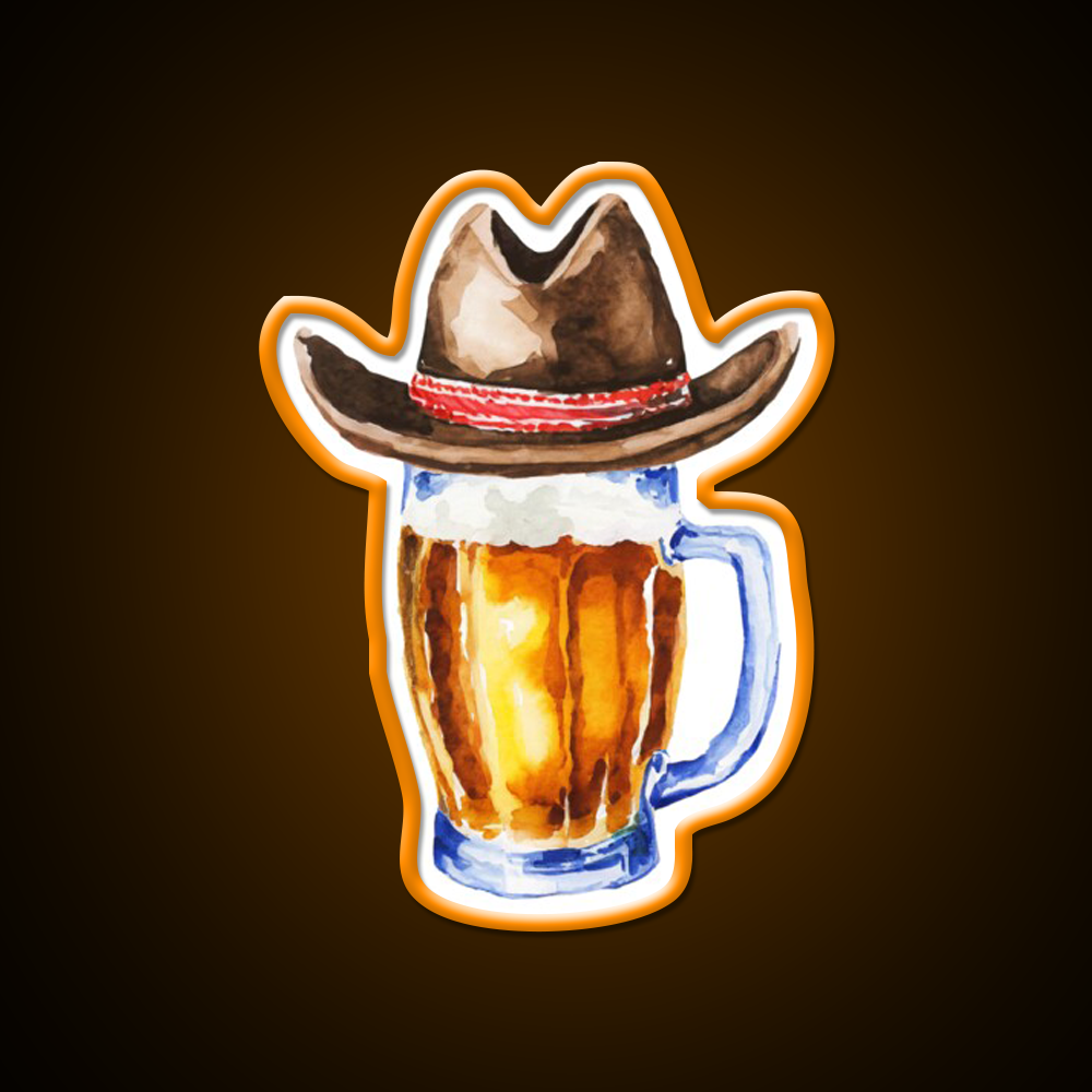 Beer With Cowboy Hat Beer Bar Decor Led Neon Sign Rgb Color - LED neon sign view 6