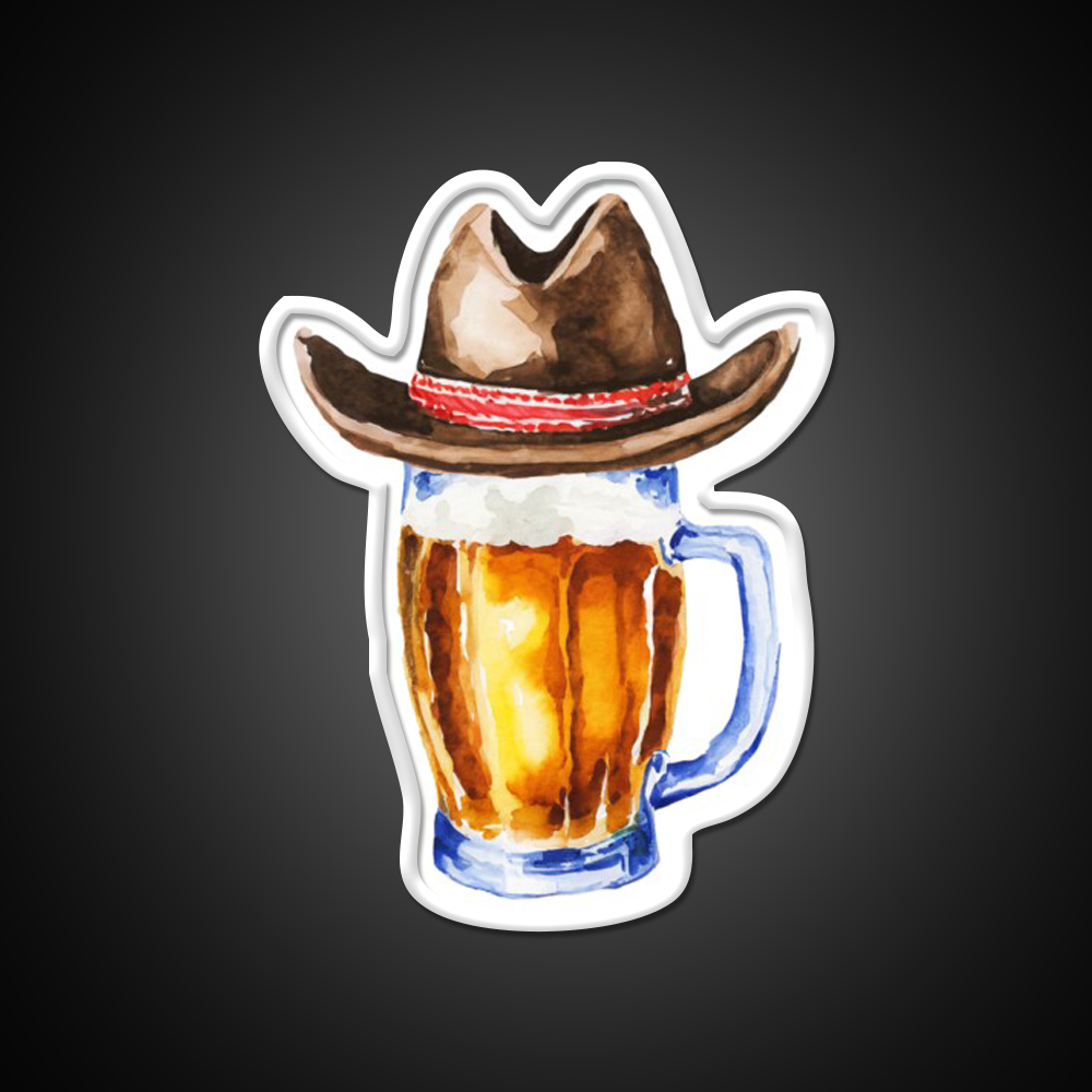 Beer With Cowboy Hat Beer Bar Decor Led Neon Sign Rgb Color - LED neon sign view 11