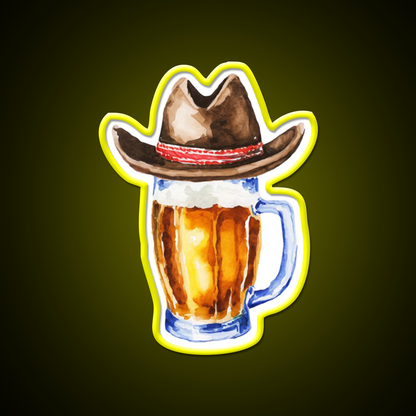 Beer With Cowboy Hat Beer Bar Decor Led Neon Sign Rgb Color - LED neon sign view 7