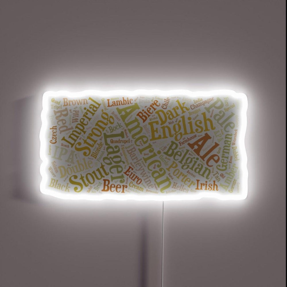 Beer Word Cloud Rectangle Rgb Led Neon Sign