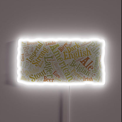 Beer Word Cloud Rectangle Rgb Led Neon Sign