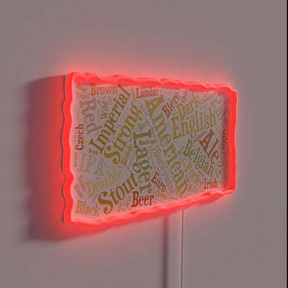 Beer Word Cloud Rectangle Rgb Led Neon Sign