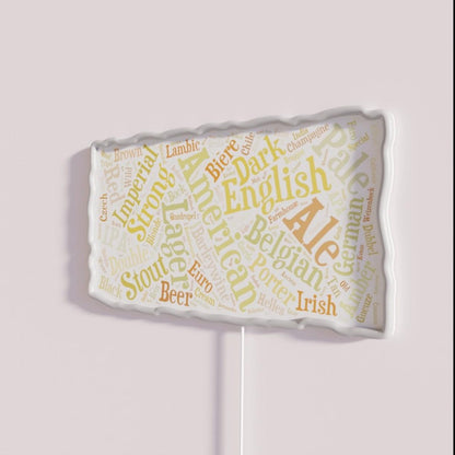 Beer Word Cloud Rectangle Rgb Led Neon Sign