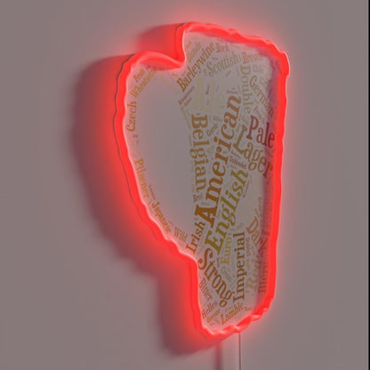 Beer Word Cloud Rgb Led Neon Sign - LED neon sign close-up detail