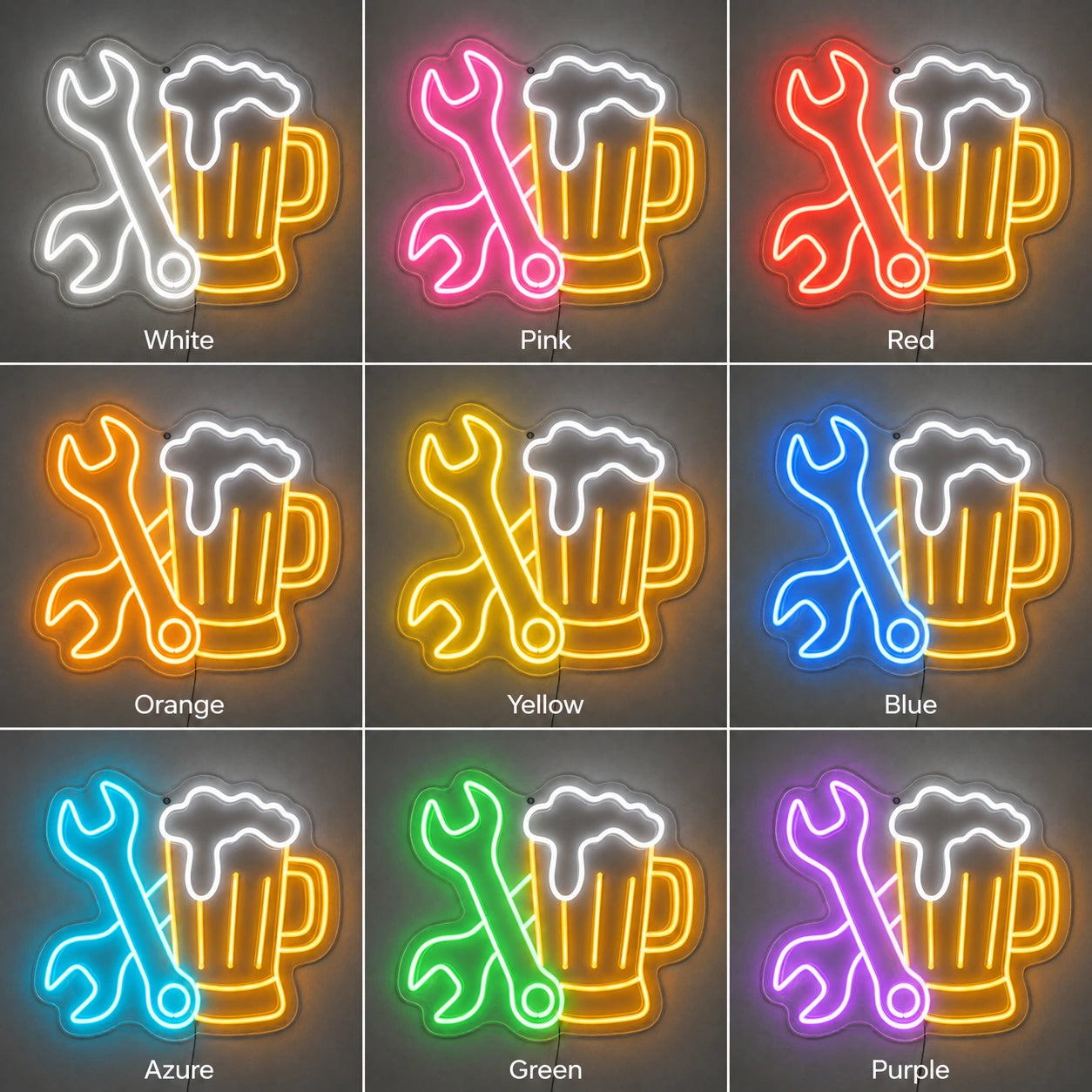 Beer Wrench Neon Sign LED Neon Sign color grid
