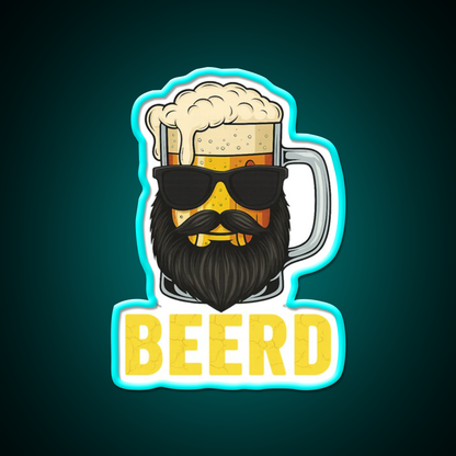 Beerd Funny Beer Beard Drinking Humor Man Cave Bar Led Neon Sign Rgb Color