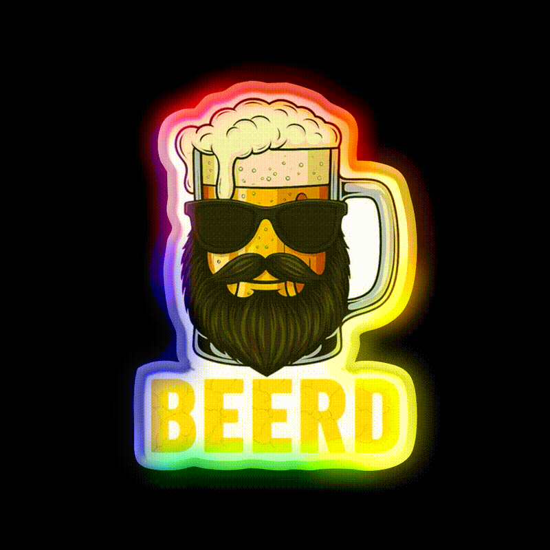Beerd Funny Beer Beard Drinking Humor Man Cave Bar Led Neon Sign Rgb Color
