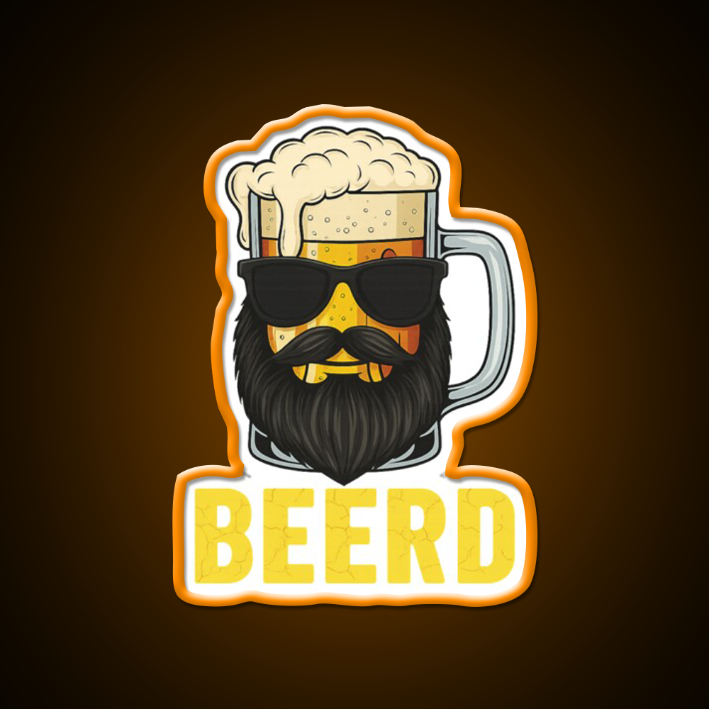 Beerd Funny Beer Beard Drinking Humor Man Cave Bar Led Neon Sign Rgb Color