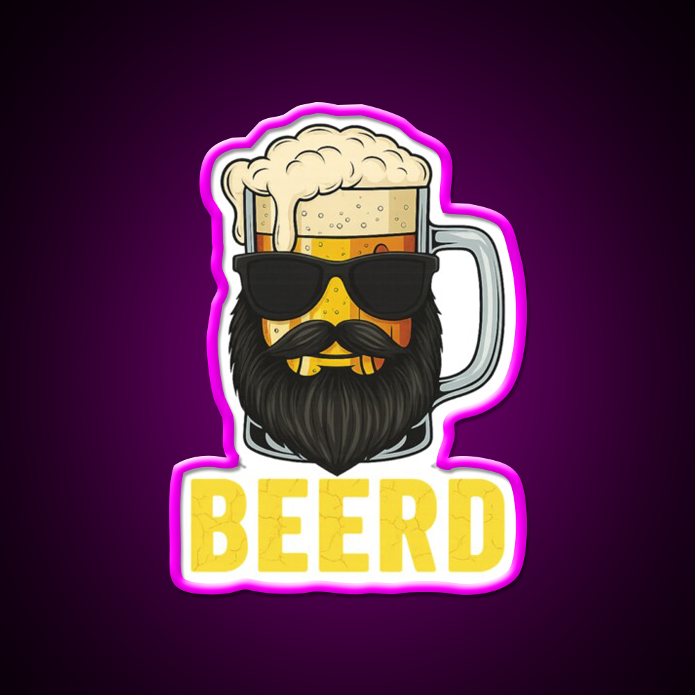 Beerd Funny Beer Beard Drinking Humor Man Cave Bar Led Neon Sign Rgb Color