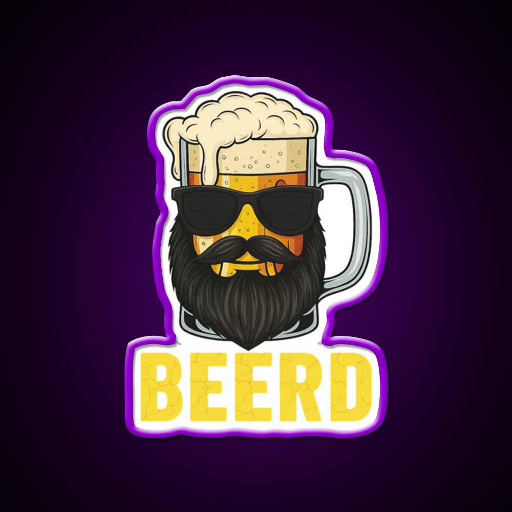 Beerd Funny Beer Beard Drinking Humor Man Cave Bar Led Neon Sign Rgb Color