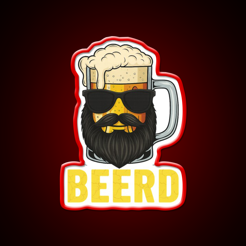 Beerd Funny Beer Beard Drinking Humor Man Cave Bar Led Neon Sign Rgb Color