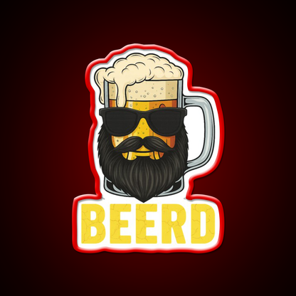 Beerd Funny Beer Beard Drinking Humor Man Cave Bar Led Neon Sign Rgb Color